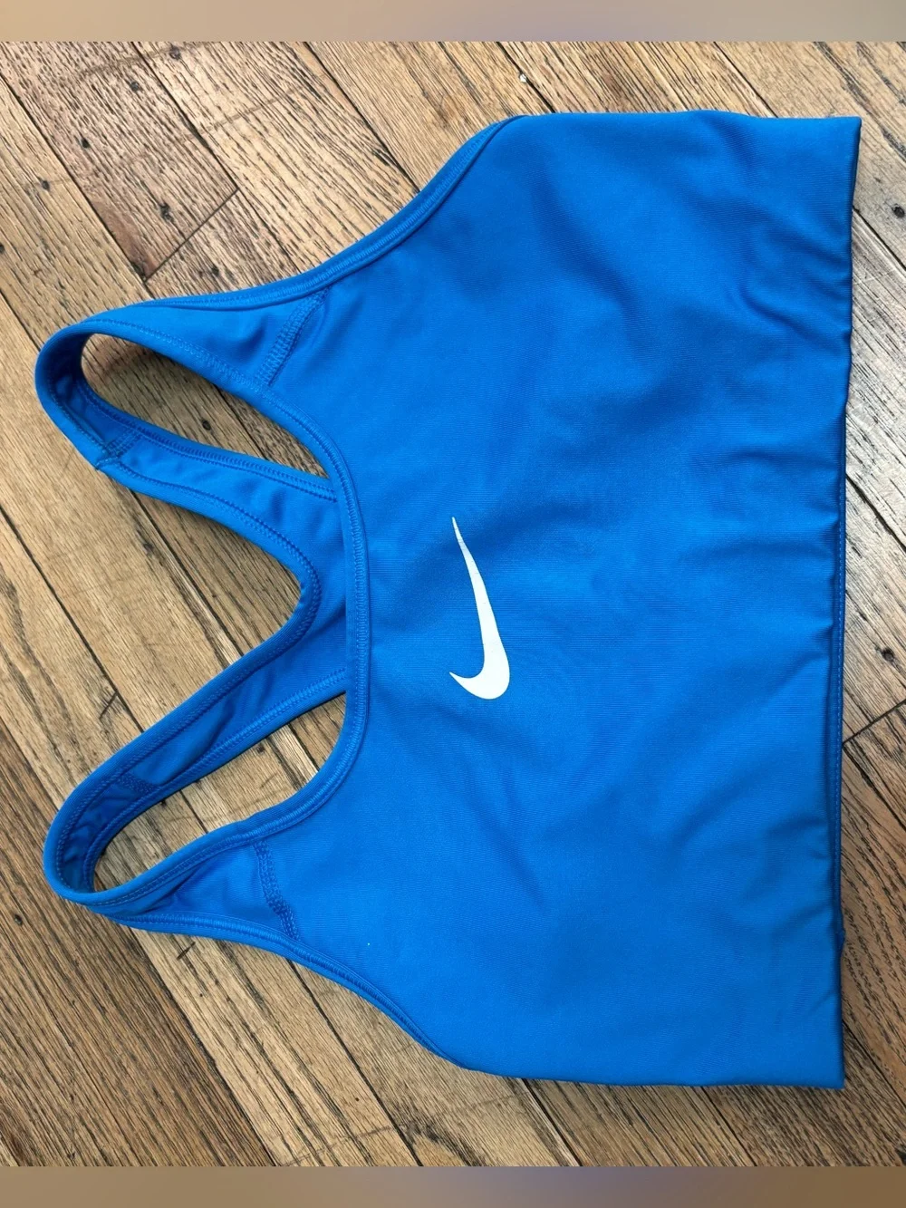 Nike Blue Women's Sports Bra with White Swoosh